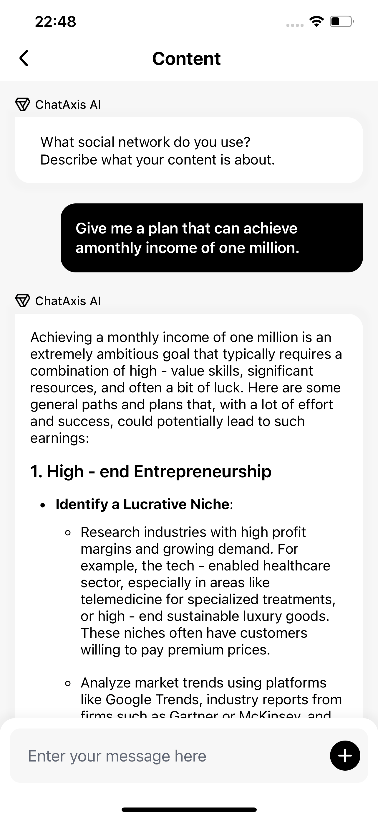 ChatAxis AI Chat Interface